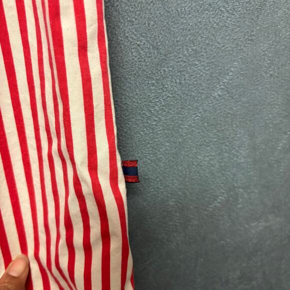 Vintage 90s Bugle Boy Shirt Train Conductor Stripes Logo Embroidered Grunge Y2K - Picture 6 of 11